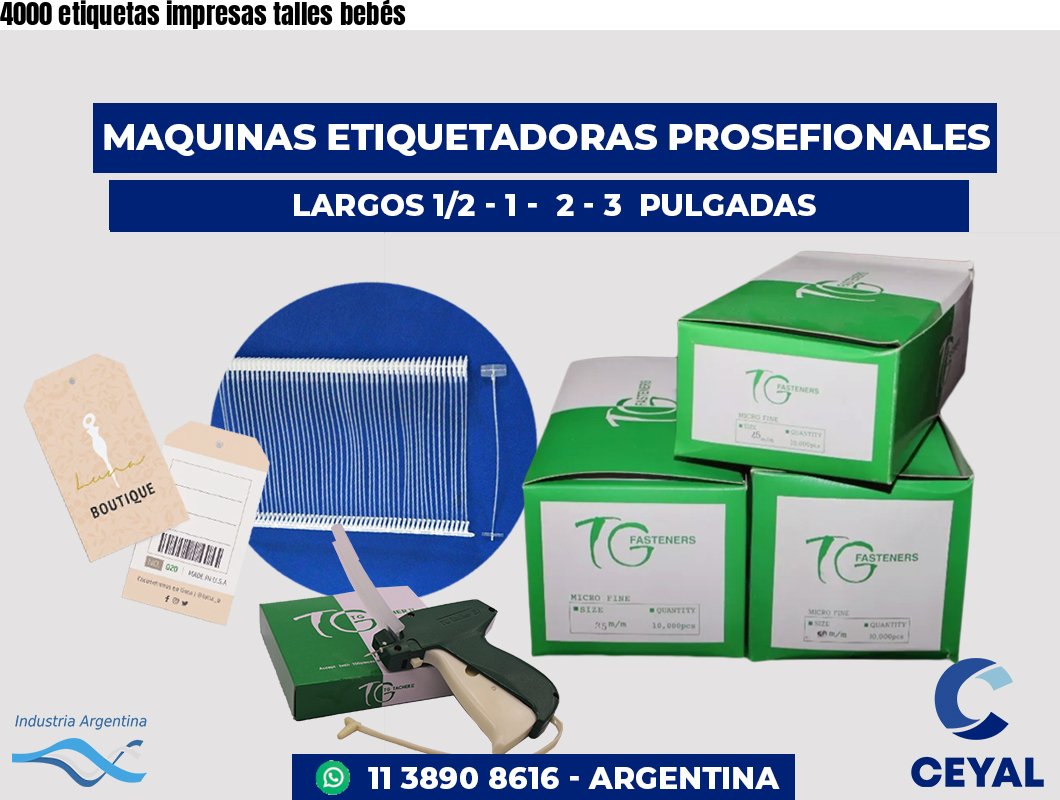 4000 etiquetas impresas talles bebés