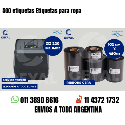 500 etiquetas Etiquetas para ropa