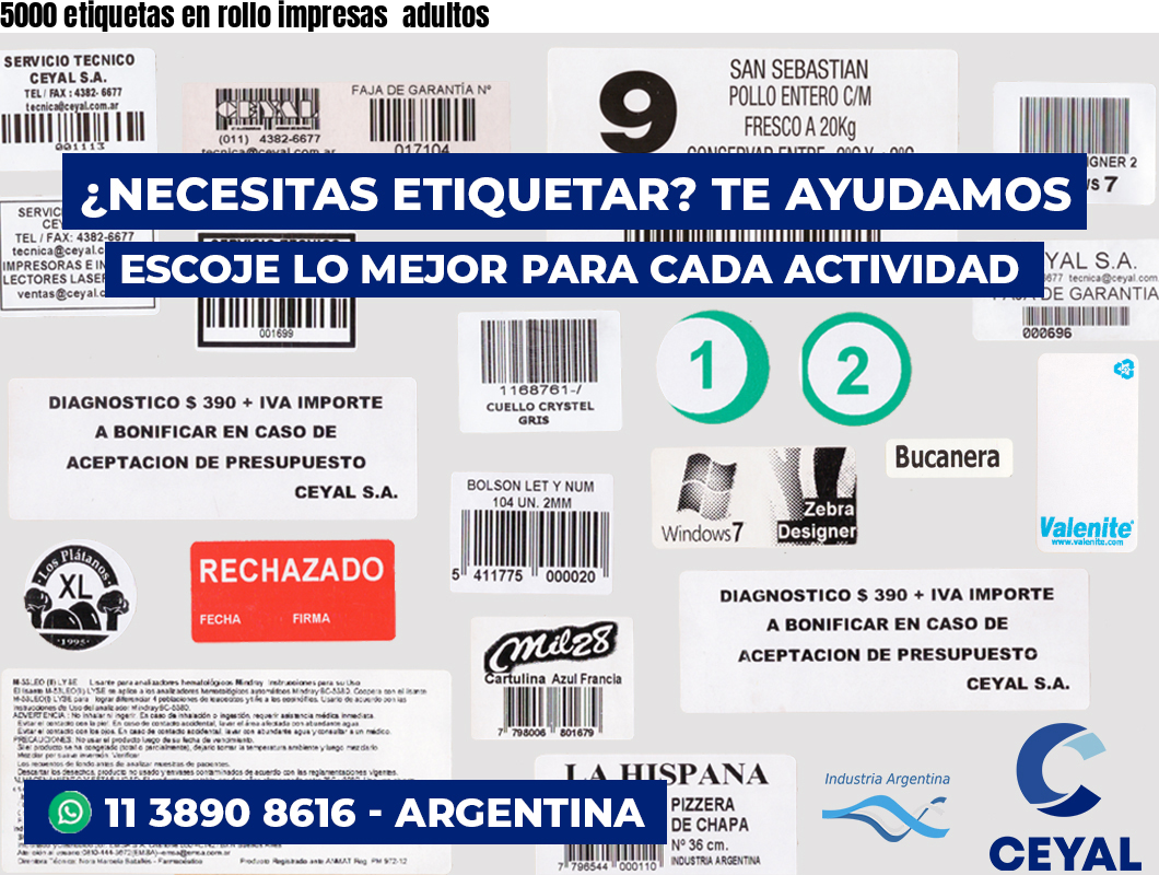 5000 etiquetas en rollo impresas  adultos