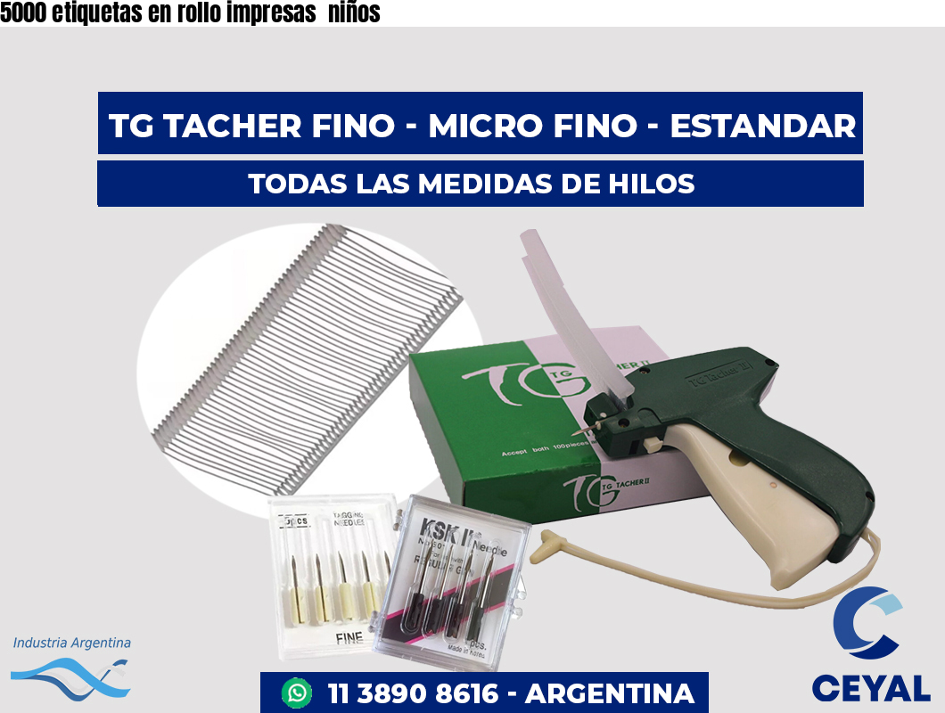 5000 etiquetas en rollo impresas niños