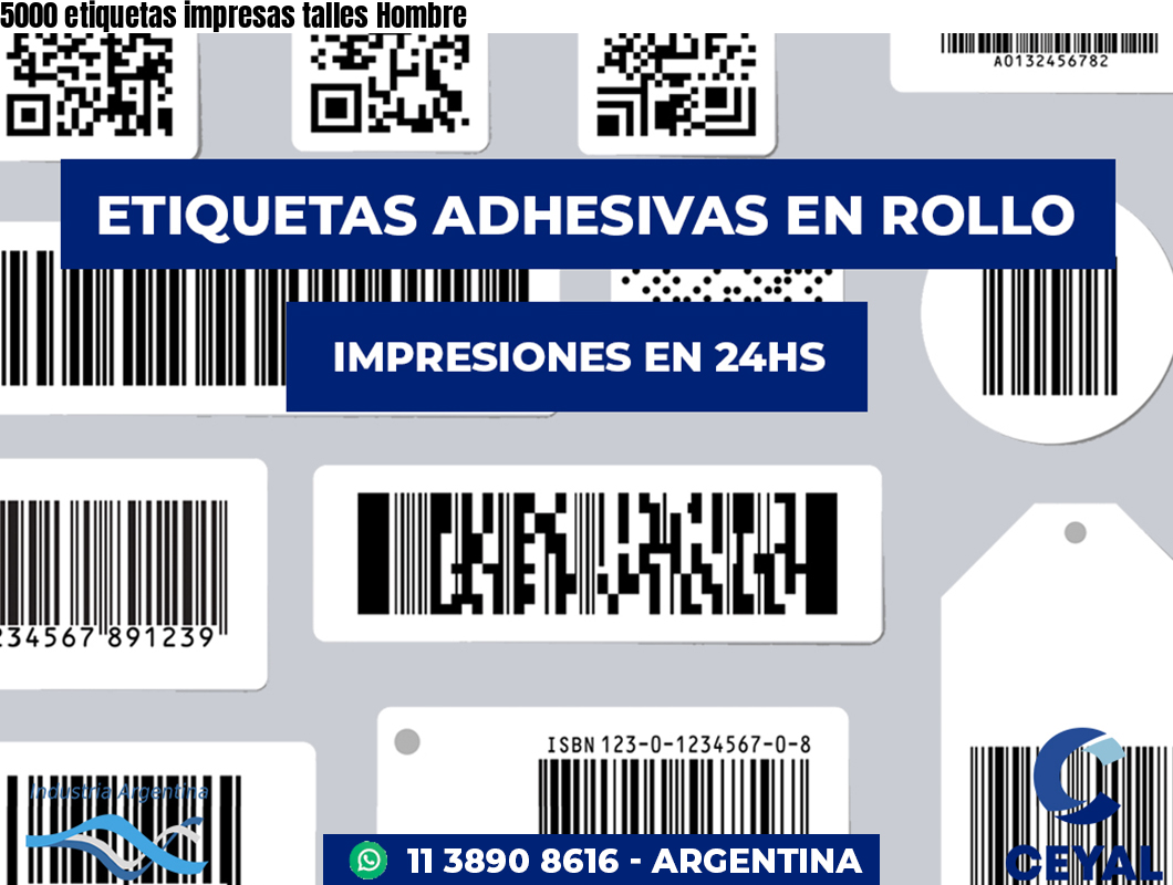 5000 etiquetas impresas talles Hombre