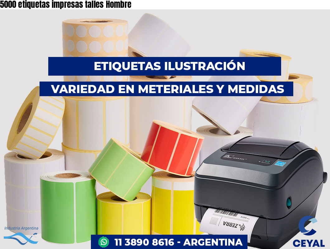 5000 etiquetas impresas talles Hombre