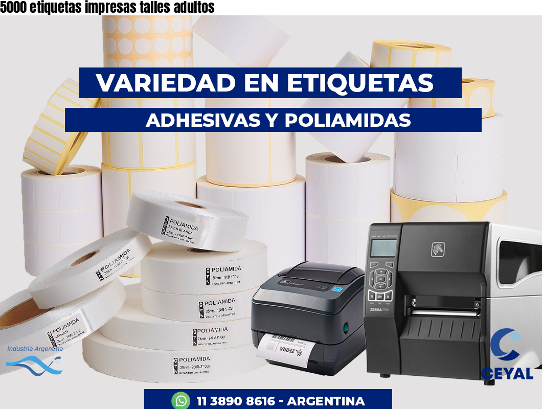 5000 etiquetas impresas talles adultos