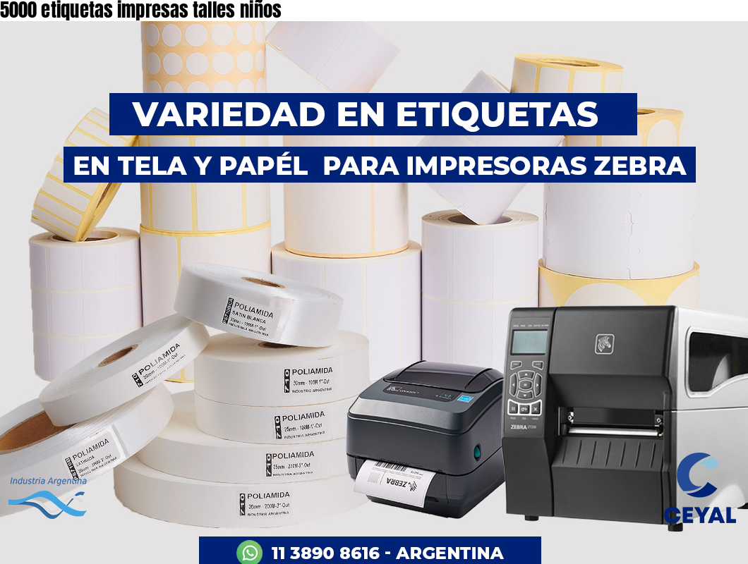 5000 etiquetas impresas talles niños