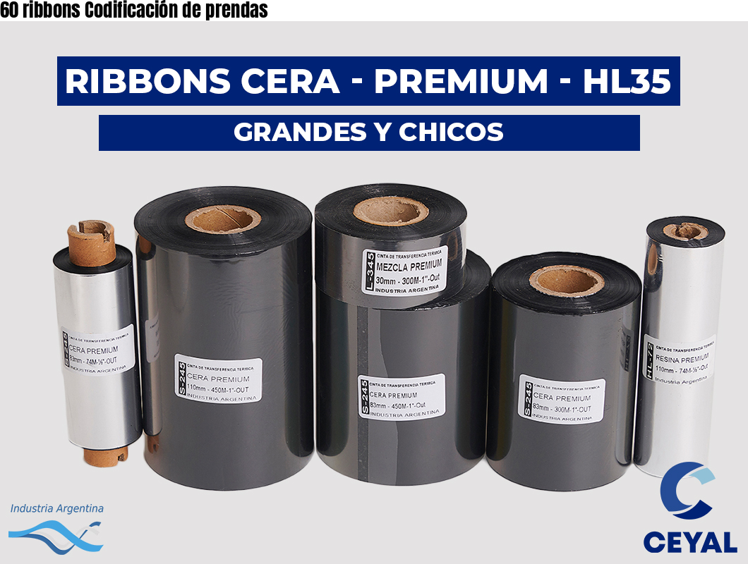 60 ribbons Codificación de prendas
