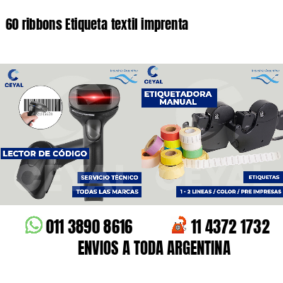 60 ribbons Etiqueta textil imprenta
