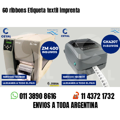 60 ribbons Etiqueta textil imprenta