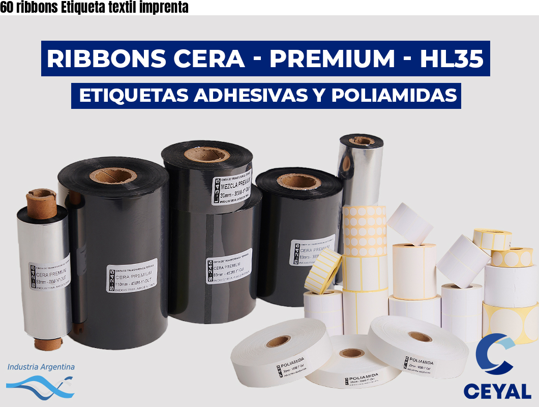 60 ribbons Etiqueta textil imprenta
