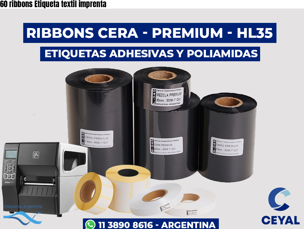 60 ribbons Etiqueta textil imprenta