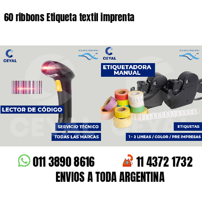60 ribbons Etiqueta textil imprenta