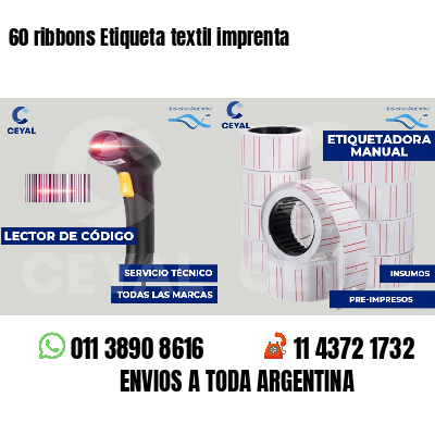 60 ribbons Etiqueta textil imprenta