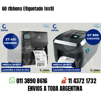 60 ribbons Etiquetado textil