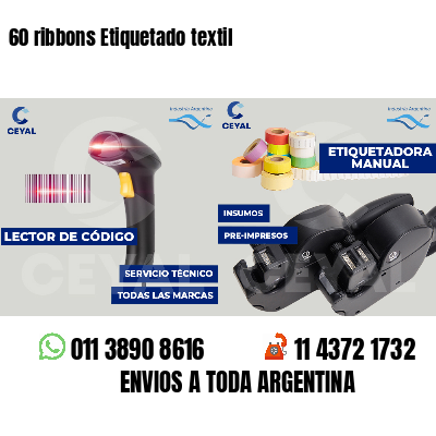 60 ribbons Etiquetado textil