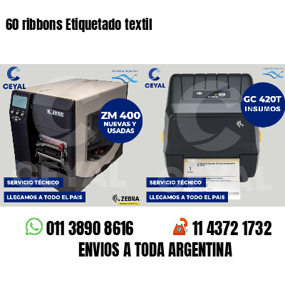 60 ribbons Etiquetado textil