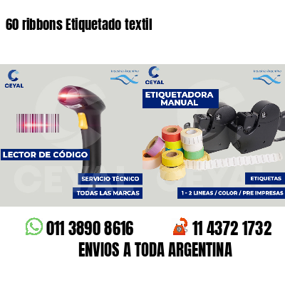 60 ribbons Etiquetado textil