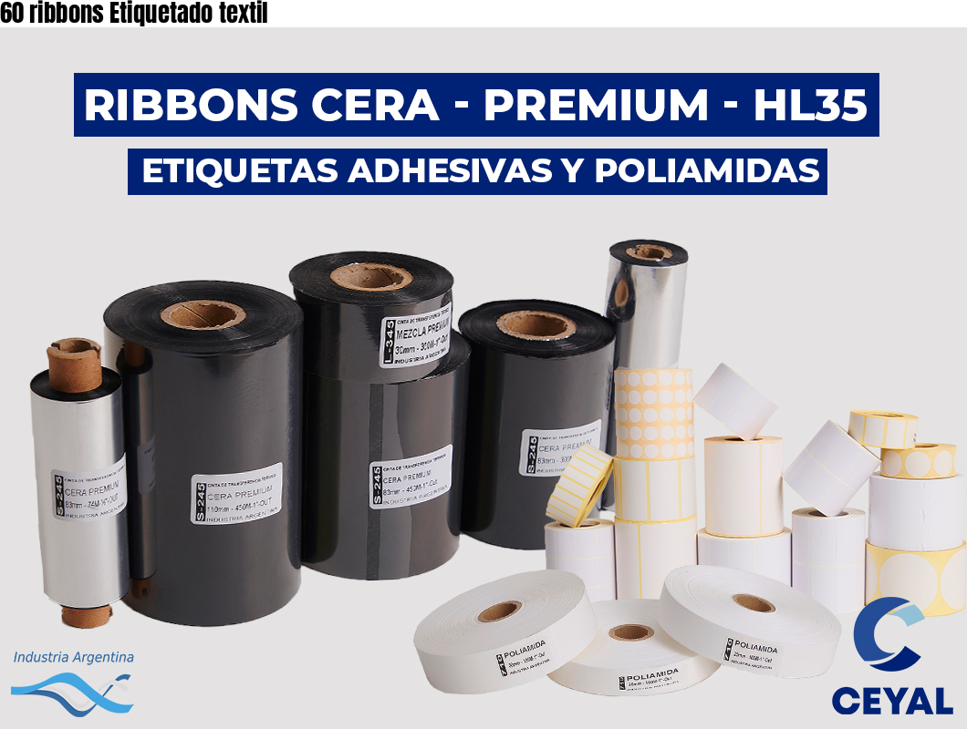 60 ribbons Etiquetado textil