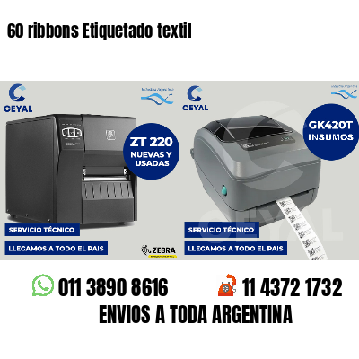 60 ribbons Etiquetado textil