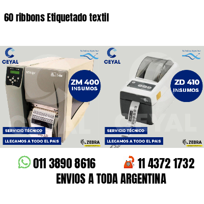 60 ribbons Etiquetado textil