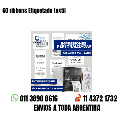60 ribbons Etiquetado textil