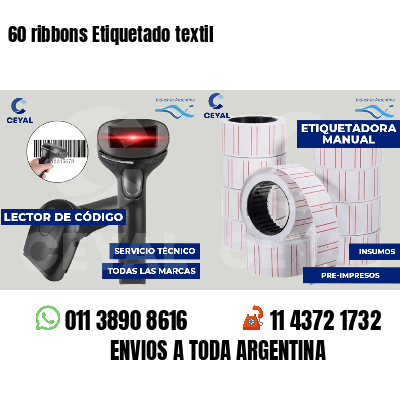 60 ribbons Etiquetado textil