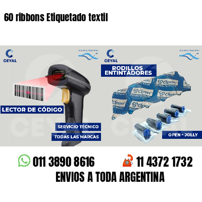 60 ribbons Etiquetado textil