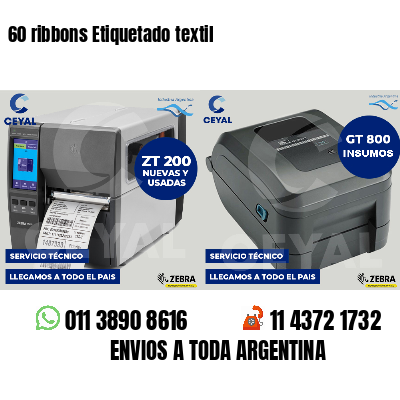 60 ribbons Etiquetado textil