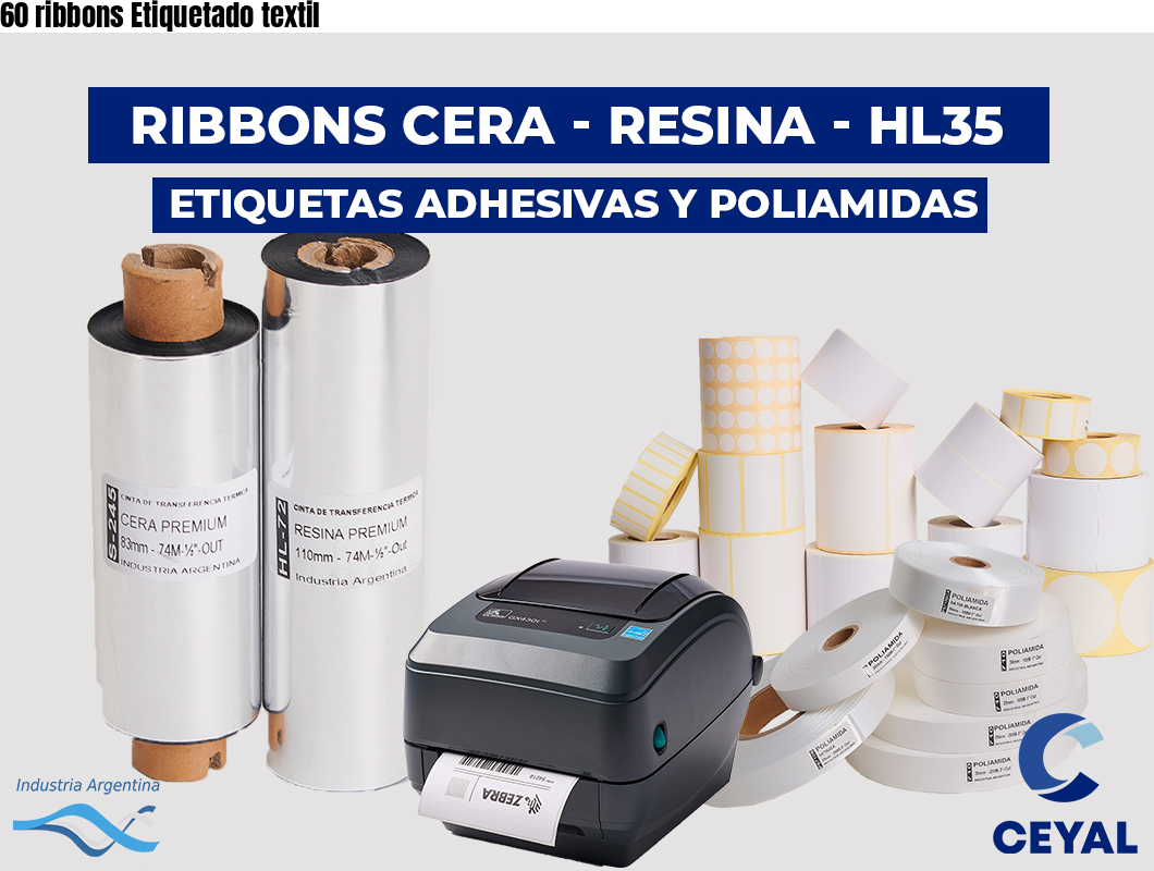 60 ribbons Etiquetado textil