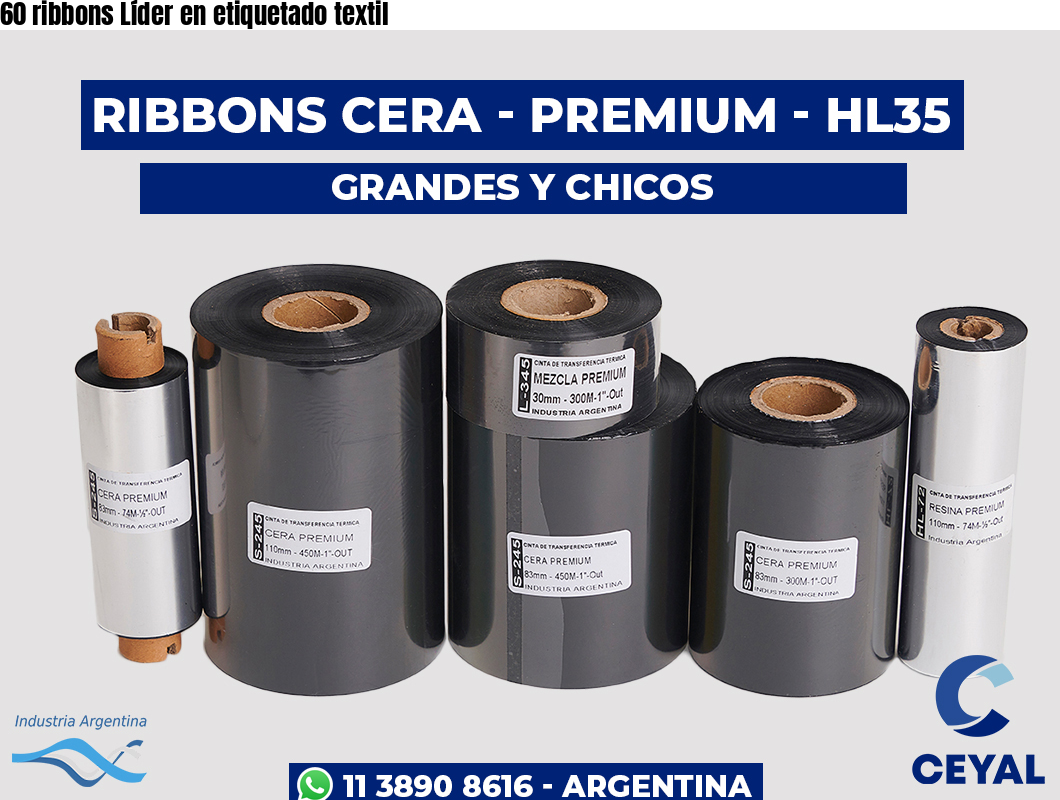 60 ribbons Líder en etiquetado textil