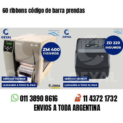 60 ribbons código de barra prendas