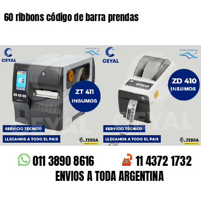 60 ribbons código de barra prendas
