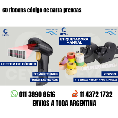 60 ribbons código de barra prendas