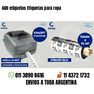 600 etiquetas Etiquetas para ropa