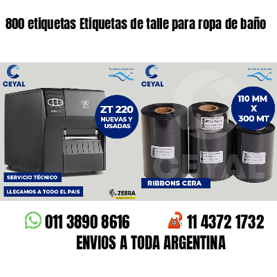 800 etiquetas Etiquetas de talle para ropa de baño