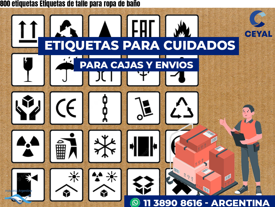 800 etiquetas Etiquetas de talle para ropa de baño