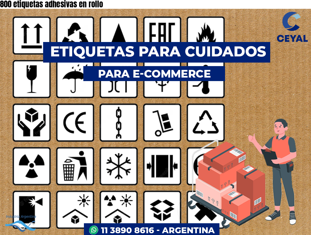 800 etiquetas adhesivas en rollo