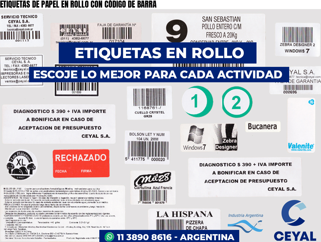 ETIQUETAS DE PAPEL EN ROLLO CON CÓDIGO DE BARRA