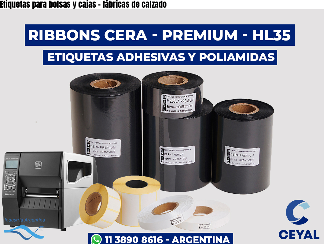 Etiquetas para bolsas y cajas - fábricas de calzado