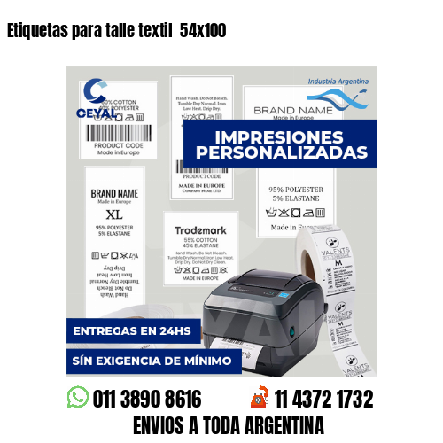 Etiquetas para talle textil  54x100