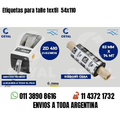 Etiquetas para talle textil 54x110