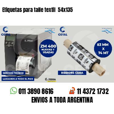 Etiquetas para talle textil  54x135