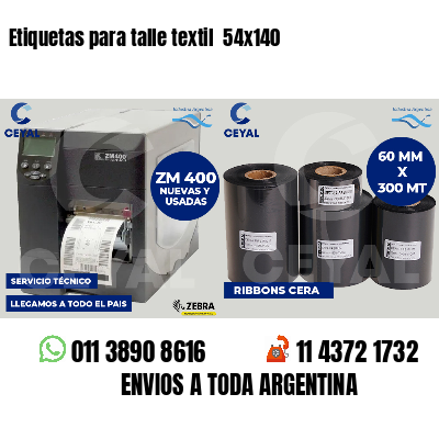 Etiquetas para talle textil  54x140