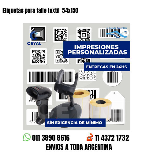 Etiquetas para talle textil  54x150