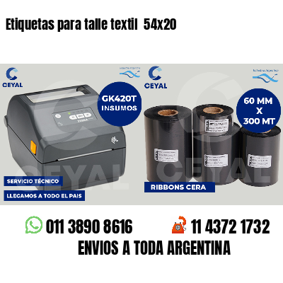 Etiquetas para talle textil 54x20