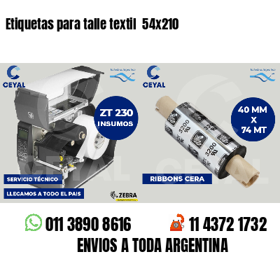 Etiquetas para talle textil 54x210