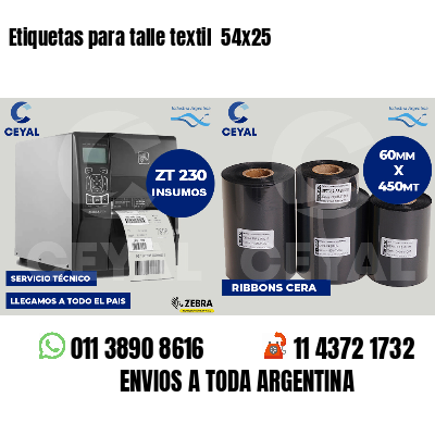 Etiquetas para talle textil  54x25