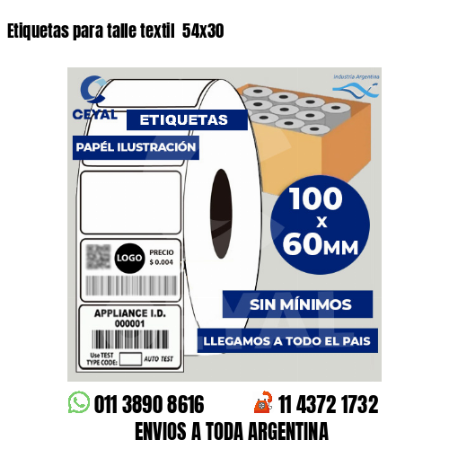Etiquetas para talle textil  54×30