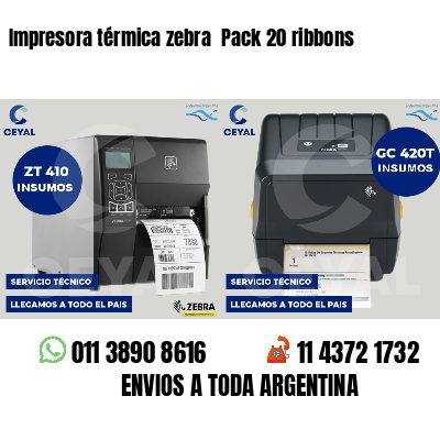 Impresora térmica zebra Pack 20 ribbons