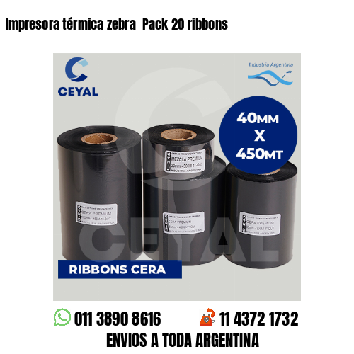 Impresora térmica zebra  Pack 20 ribbons