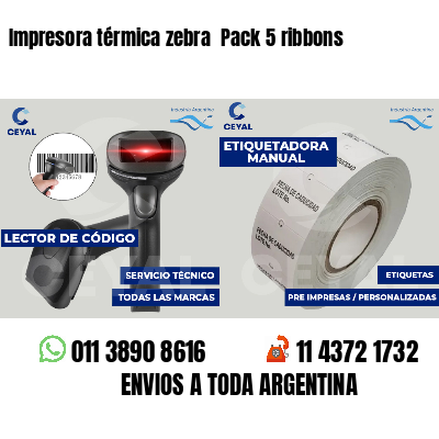 Impresora térmica zebra Pack 5 ribbons