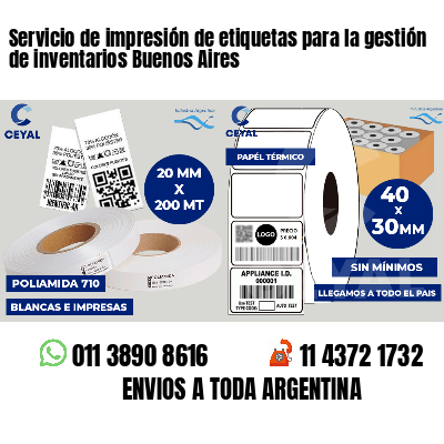Servicio de impresión de etiquetas para la gestión de inventarios Buenos Aires
